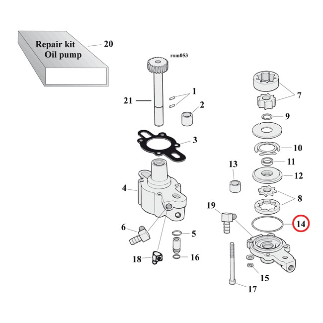 komische o ring oliepomp deksel op lichaam 0 354165