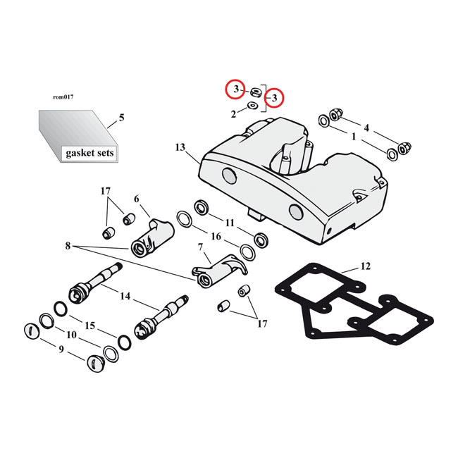 gw shovel rocker box top nut kit chrome oem style 0 510725