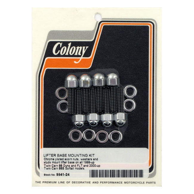 colony tappet block mount kit acorn chrome 0 740929
